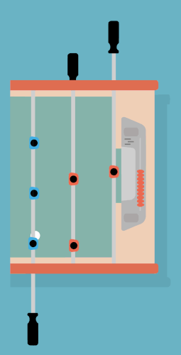 Animated diagram of the push kick shot